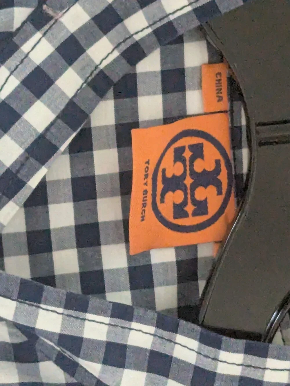 Tory Burch Striped Cotton Shirt With Chest Pocket Plaid Gray Size Small